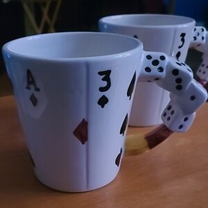 Playing Card and Dice Ceramic Mug Set